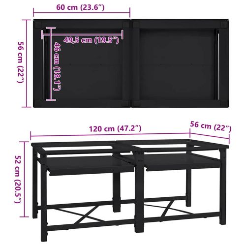 Педестал за пералня 2 pcs Черно 64 x 55 x 32.5 см Стомана
