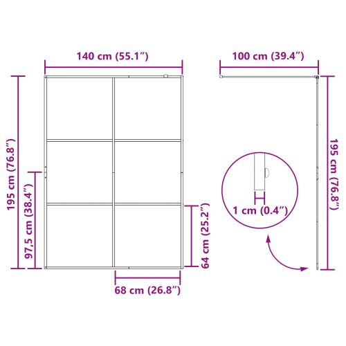 Стена на душ с вход Черно 140 x 195 cm закалено стъкло