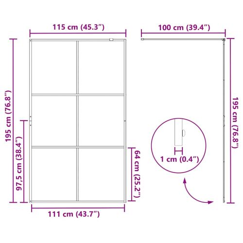 Стена на душ с вход Златист 115 x 195 cm закалено стъкло
