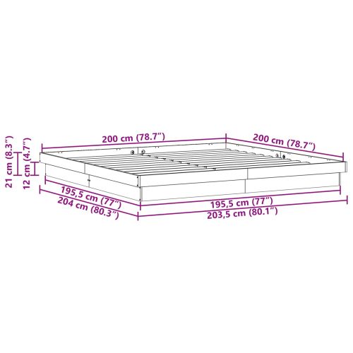 Рамка за легло Естествен 200 x 200 cm Солидно борово дърво
