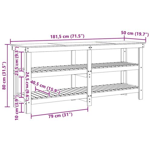 Работна маса Кафяво с восъчно покритие 181.5 x 50 x 80 см