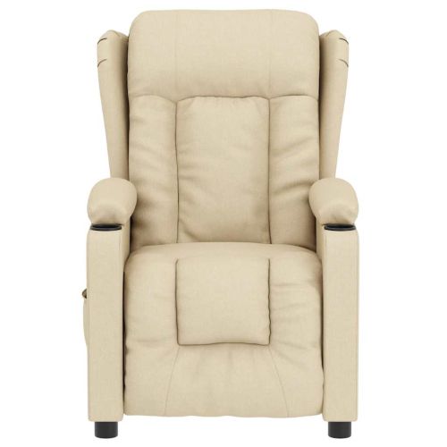 Електрически масажен стол, кремав, текстил