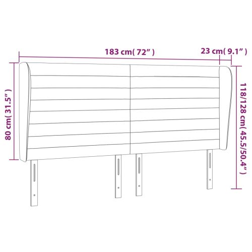 Горна табла за легло с уши, синя, 183x23x118/128 см, плат