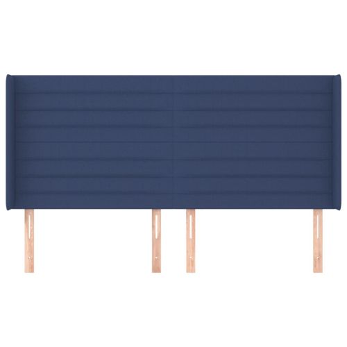 Горна табла за легло с уши, синя, 183x16x118/128 см, плат