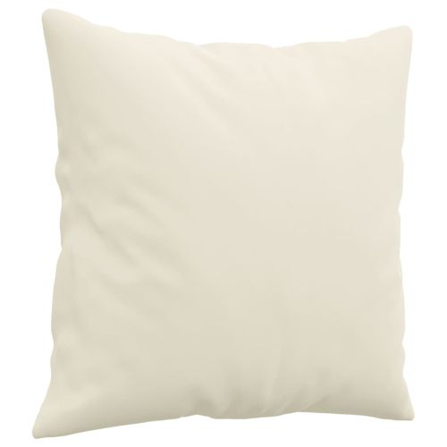 Комплект дивани 3 части с възглавници, кремав, кадифе