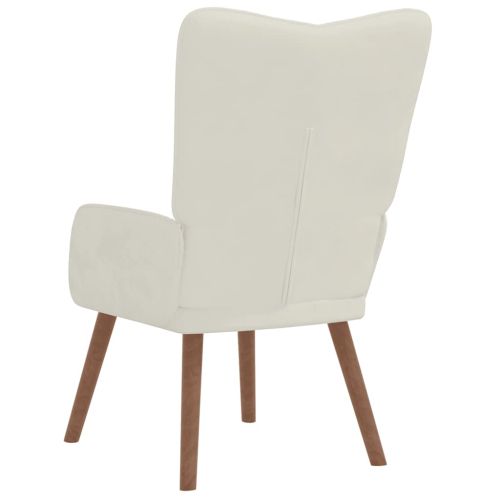 Релаксиращ стол, кремавобял, кадифе