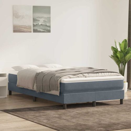Box Spring легло без матрак Тъмно сиво 120x210 cm Кадифе