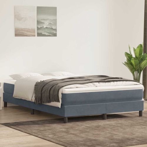 Box Spring легло без матрак Тъмно сиво 140x210 cm Кадифе