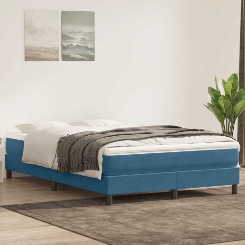 Box Spring легло без матрак Тъмно синьо 140x210 cm кадифе