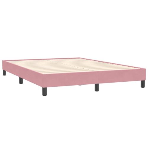 Box Spring легло без матрак розово 140x210 cm кадифе