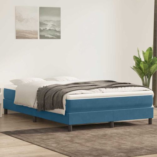 Box Spring Легло без матрак Тъмно синьо 160x210 cm Кадифе