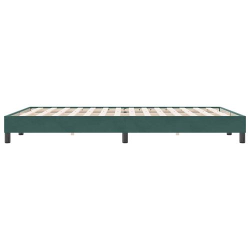 Боксспринг легло без матрак, тъмнозелено, 160x220 см, кадифе