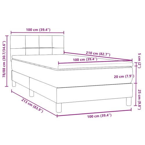 Боксспринг легло с матрак, тъмнозелено, 100x210 см, кадифе