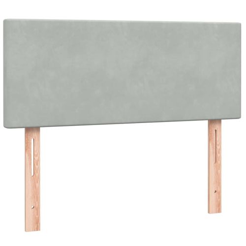 Боксспринг легло с матрак и LED, светлосиво, 120x210 cm, кадифе