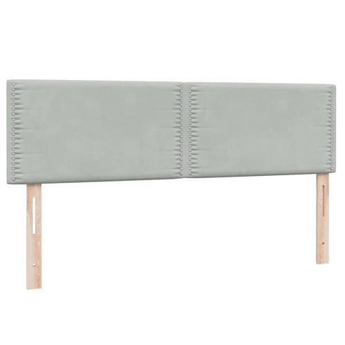 Боксспринг легло с матрак и LED, светлосиво, 140x210 см, кадифе