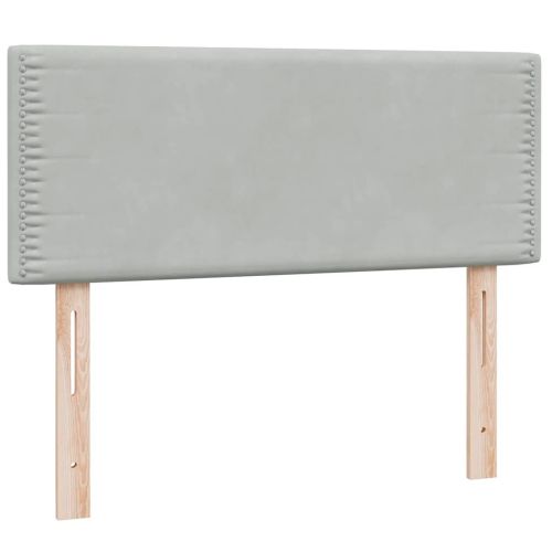 Боксспринг легло с матрак и LED, светлосиво, 100x220 см, кадифе