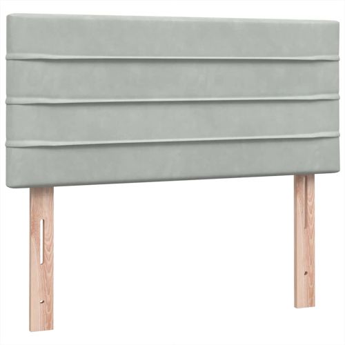 Боксспринг легло с матрак и LED, светлосиво, 90x210 см, кадифе