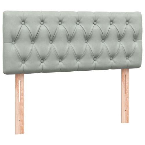 Боксспринг легло с матрак и LED, светлосиво, 100x220 см, кадифе