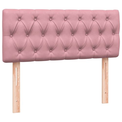 Боксспринг легло с матрак и LED, розово, 120x220 см, кадифе