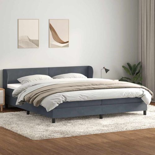 Box Spring легло с матраци Тъмно сиво 200x210 cm Кадифе