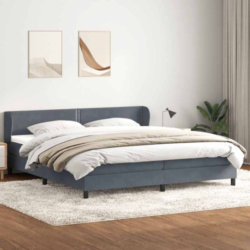 Box Spring легло с матраци Тъмно сиво 200x210 cm Кадифе