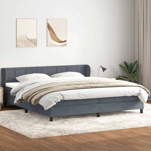 Box Spring легло с матраци Тъмно сиво 200x210 cm Кадифе