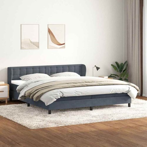 Box Spring легло с матраци Тъмно сиво 200x210 cm Кадифе