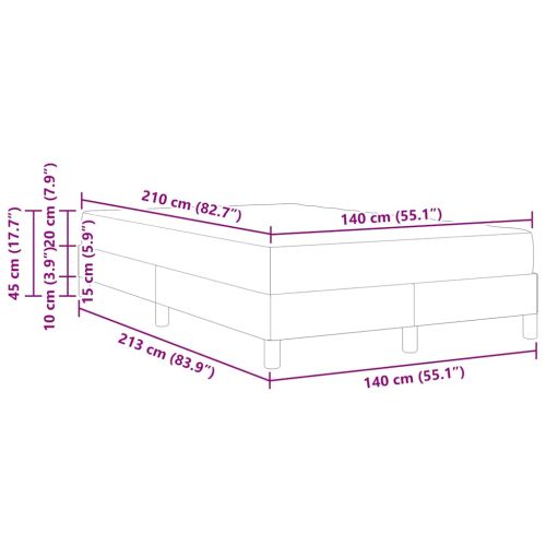 Легло с пружинирана основа Светлосиво 140 x 210 cm текстил