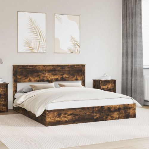 Легло с място за съхранение с таблото Димян дъб 200 x 200 cm