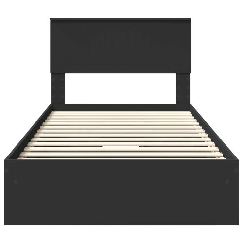 Легло с място за съхранение Черно 100 x 200 cm Инженерно дърво