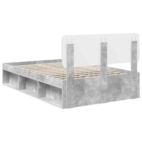 Рамка за легло Бетоново сиво 135 x 190 cm Солидно борово дърво