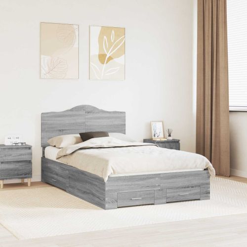 Рамка за легло Сив Сонома 120 x 200 cm Инженерно дърво