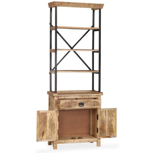 Скрин с рафтове, мангово дърво масив, 65x30x180 см