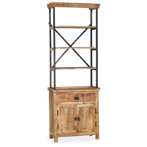 Скрин с рафтове, мангово дърво масив, 65x30x180 см