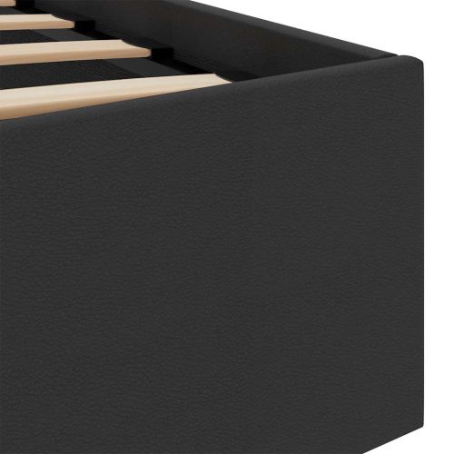 Легло с повдигащ механизъм и LED черно еко кожа 160x200 cм