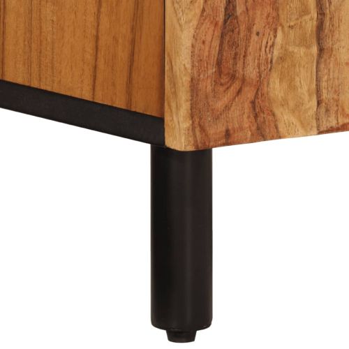 Комплект с шкаф за баня, 2 части, масивна акациева дървесина