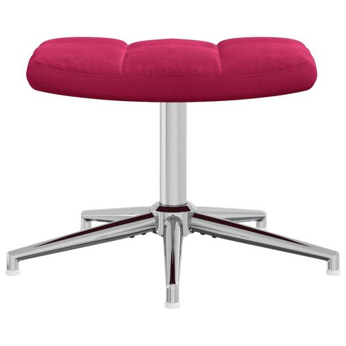 Стол за релакс с табуретка, виненочервен, кадифе
