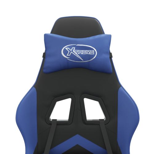 Въртящ гейминг стол, черно и синьо, изкуствена кожа