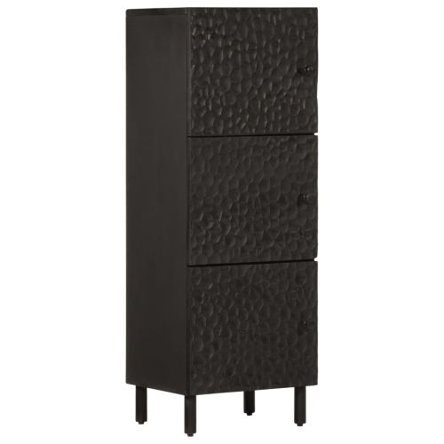 Висок шкаф, черен, 40x33x110 см, мангово дърво масив