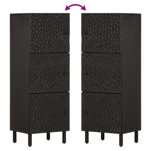 Висок шкаф, черен, 40x33x110 см, мангово дърво масив