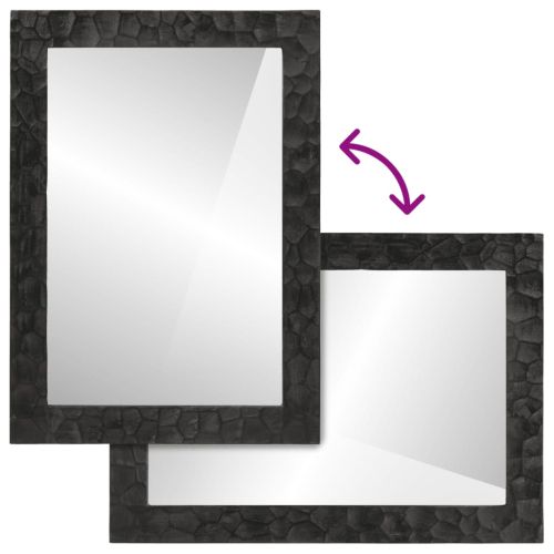 Огледало за баня черно 50x70x2,5 см дърво манго масив и стъкло