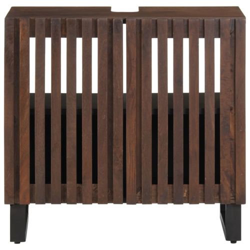 Шкаф за баня, 62x34x58 см, кафяв, масивно мангово дърво