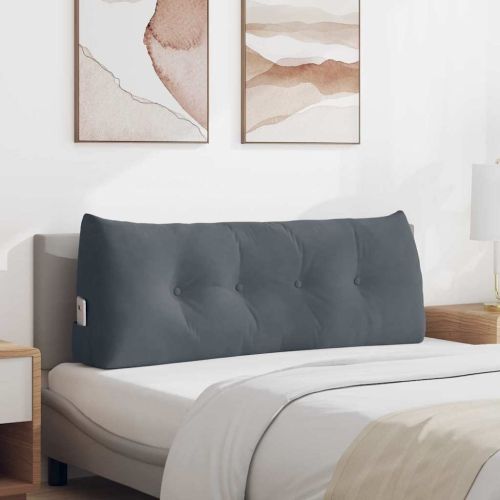 Възглавница за гръб Тъмен сив 120 x 24 x 50 см Кадифе