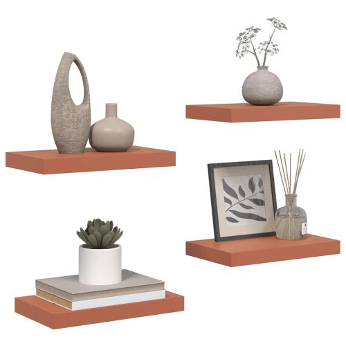 Стенен рафт 4 pcs Червено 40 x 23,5 x 4 см Инженерно дърво