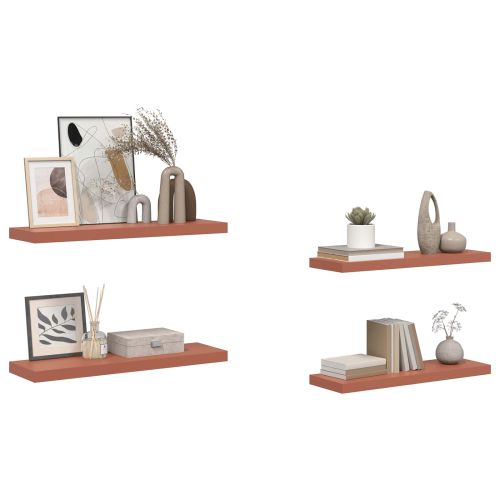 Стенен рафт 4 pcs Червено 80 x 23,5 x 4 см Инженерно дърво