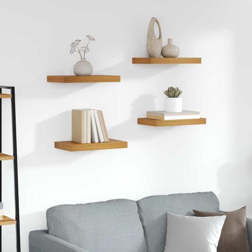 Стенен рафт 4 pcs Кафяво 40 x 23,5 x 4 см Инженерно дърво