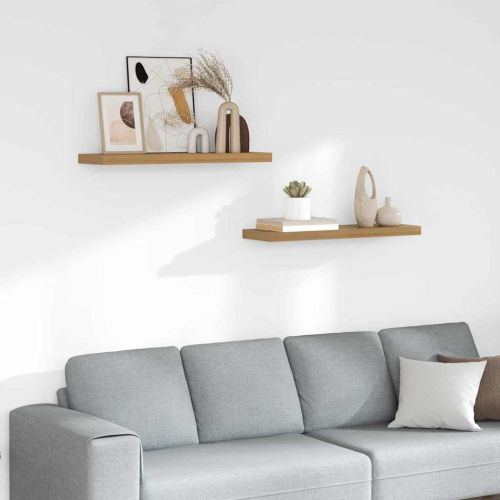 Стенен рафт 2 pcs Кафяво 80 x 23,5 x 4 см Инженерно дърво