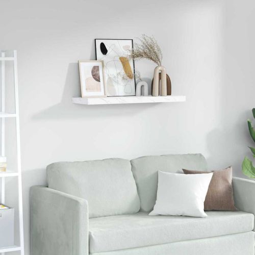 Стенен рафт Бял мрамор 80 x 23,5 x 4 см Инженерно дърво