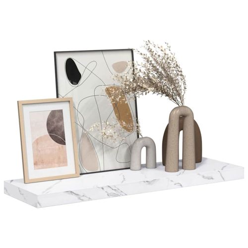 Стенен рафт Бял мрамор 90 x 23,5 x 4 см Инженерно дърво