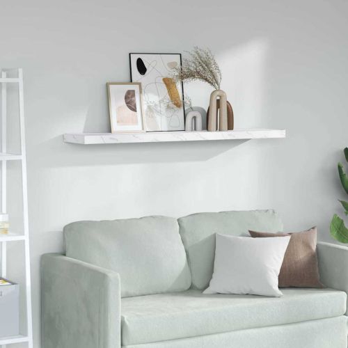 Стенен рафт Бял мрамор 120 x 23,5 x 4 см Инженерно дърво